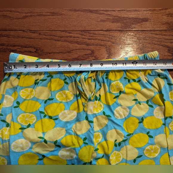 Lemon print pajama pants - lounge pants - yellow & blue - medium - cotton - Picture 3 of 8